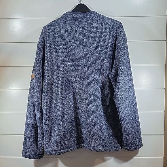 Orvis Men’s L Brighton Sweater Jacket Blue Heathered 1/4 Zip Sherpa Pullover - Picture 4 of 4